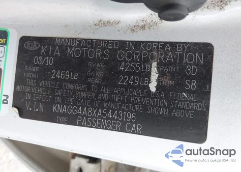 2010 Kia Optima Lx from USA, damaged, VIN KNAGG4A8XA5443196